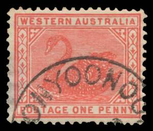 Moonyoonooka (2): '[MO]ONYOONOO[KA]/---/[ ? ]' superb part-strike on 1d pink. RO 1/7/1904; PO 2/11/1911; closed 31/7/1918. [PMI records one part-strike '...OONOOKA' only]