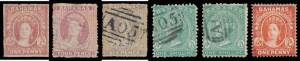 BAHAMAS: 1861-83 QV issues including 1861 No Wmk Rough Perf 1d lake SG 4 unused, 4d dull rose & 6d grey-lilac SG 5 & 6 used, 1863-77 CC Perf 12&frac12; 1d x3, 4d x3, 6d x5 & 1/- x2, CC Perf 14 1d mint, 4d used x2 & 1/- mint x3, & a few others, condition variable
