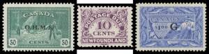 1937-51 Issues complete mint or used on Gibbons simplified pages including Coil Stamps & all "Back-of-the-Book" stamps except the Postage Due 4c; and for Newfoundland plus Postage Dues unmounted set; generally fine to very fine, Cat &pound;900+. (150+)
