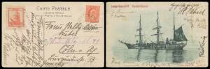 DEPENDENCIES: 1911 German South Polar Expedition PPC ("Sudpolarschiff Deutschland") to Germany with a very fine example of the Expedition label tied by 'Polarschiff Deutschland/Sud-Georgien/Grytviken/30.November 1911' cachet in violet & KEVII 1d tied by '