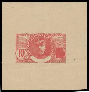 1906-07 Definitives master die proof of the G&eacute;n&eacute;ral Faidherbe design with blank Colony tablet & uncleared value circle, in red on light buff wove paper (60x61mm), very minor imperfections.