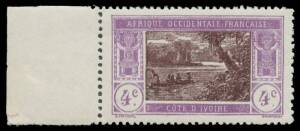 1913-16 Lagune Ebrie 4c brown-purple & violet with the Vignette Printed Double Dallay #43b, very lightly mounted, Cat &euro;275 (2006).