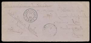 Maritime covers including 1899 & 1901 both stampless with 'SOUDAN-FRANCAIS/LM No 2' cds, octagonal 'LOANGO A MARSEILLE/No1' (1899), '.../No2' (1900 registered & 1904) & '.../No3' (1905), 'LOANGO A BORDEAUX/LL No3' (1905), larger 'MATADI A BORDEAUX/No4' (1