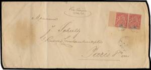 1904 overweight cover to France with scarce franking of Peace & Commerce 50c carmine & rose pair (Cat &pound;130+) tied by poor 'ASSINIE/COTE D'IVOIRE'