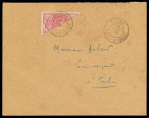 1913 internal cover with G&eacute;n&eacute;ral Faidherbe 10c bisect tied by 'TOUBA' cds, minor stains; & 1921 to France with Lagune 50c bisect tied by 'GRAND-BASSAM' cds & 'LAYRAC/LOT ET GARONNE' arrival cds alongside, vertical fold. Rare albeit philatelic frankings. (