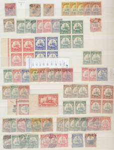 Three albums with Post Offices in Belgium, China, Morocco & Poland; Cameroons, Caroline Islands, Kiautschou, Samoa etc; plus Danzig, Memel, Saar and Schleswig; useful blocks and used on piece, noted CEF & GRI overprints, some postmark potential, some dupl