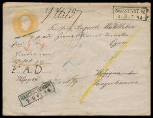 Cigar box with Saxony 1851 2ngr or 1855 2ngr (both with full margins) and 3sgr Envelope x2 sizes both with boxed 'NEUSTADT' d/s, lovely postally used group of Reich scenic/commemorative Postal Cards, etc, a couple of post-WWII Berlin items, etc, condition