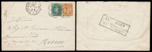 ERITREA: 1890 cover to Keren with Italian 5c & 20c tied by 'REGGIO NELL'EMILIA' (Lombardy) cds, largely very fine strike of the rare boxed '...SUEZ/SERVIZIO ITALIANO/DEL MAR ROSSO' shipmail backstamp, opened-out for display. The most elusive of the Red Se