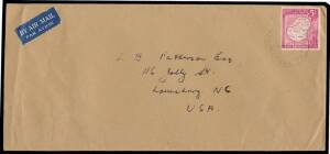 1958 native's cover to Beru with 4d Bird, minor toning, and 1954-61 apparently commercial airmail covers with scarce/rare Pictorials frankings comprising 1) 2/6d Lagoon solo to USA; 2) 5/- Map solo to USA; 3) 6d Canoe & 9d Domaneab x2 to Germany; & 4) 6d 