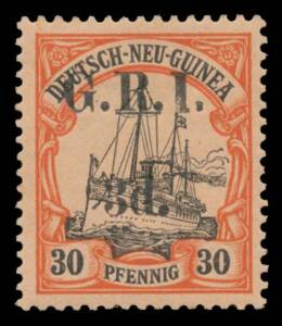 1914-15 6mm Spacing on German New Guinea '3d.' on 30pf black & orange/buff SG 8, well centred, Richter guarantee handstamp, Cat &pound;425.