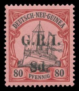 1914-15 5mm Spacing on German New Guinea '8d.' on 80pf black & carmine/rose SG 26, excellent centring, unmounted, Cat &pound;425+. BPA Certificate (1958) when the right-hand margin - now lost - was attached.