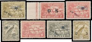 Rad Heward's extensive stock of Territory issues with a duplicated array of lower values plus some better values to &pound;1 & eight sets of the 'OS' Overprints on Huts, some blocks including middle denominations & a few imprints, some annotated varieties espec