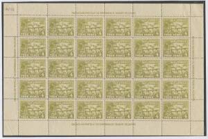 1925-31 Huts the companion lot of display pages with complete sheets of 30 comprising Huts &frac12;d to 6d (ex 3d), Hut Airs &frac12;d x2 (one with Normal 'I' in 'MAIL'), to 1/-, and 'OS' Overprints 1d to 3d, some perf separation but generally of very fine appearance, 