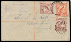 1930s commercial group including four registered airmail covers to Austria each with Undated Airs 2/-, internal cover to "Bitoi River", Madang-Wewak registered, 1935 to New Hebrides returned via Sydney DLO, etc, condition rather mixed. (13)