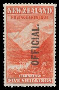 Christchurch Exhibition set (6d minor blemishes), Auckland Exhibition overprints (6d regummed) & 1907-11 'OFFICIAL' Overprints 3d 1/- 2/- & 5/-, Cat &pound;975. (12)