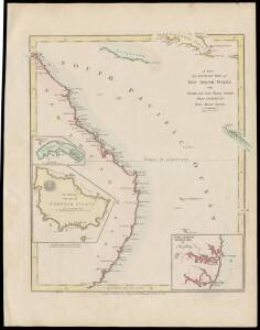 1794 Wilkinson (London) engraved & hand-tinted "A new & accurate Map of New South Wales with Norfolk & Lord Howe's Islands" both inset (268x348mm), NSW coast from Point Hicks to York Cape [sic] including Morton Bay [sic] & an inset of Port Jackson & Sidne