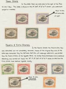 1907-10 Small 'PAPUA' Vignette Varieties on neatly annotated display pages arranged by sheet position with many varieties represented on several denominations, five states of the Pole to Sail are identified, etc, some in multiples, generally fine to very 