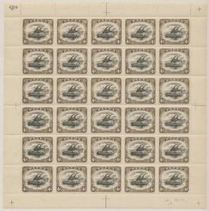 1907-10 Small 'PAPUA' Watermark Sideways Perf 11 4d black & sepia SG 63, two complete sheets of 30 with the watermark Crown to Left (significant perf separation), or Crown to Right, Cat &pound;440++. (2 sheets)