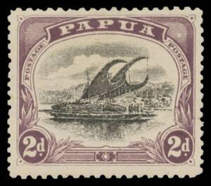 1907-10 Small 'PAPUA' Compound Perfs 2d black & purple SG 73 Perf 11x12&frac12;, Cat &pound;1600. BPA Certificate (1987). [Tim Rybak's & Peter Troy's corner examples were both poorly centred. This stamp is almost as well centred as John Williams' example that sold for