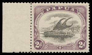 1907-10 Small 'PAPUA' another, marginal example from the left of the sheet, exceptional centring. Basically, too good to be true, & it isn't. The perfs measure 11&frac12;x12&frac12;.