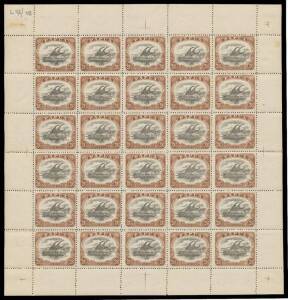 1910 Large 'PAPUA' complete sheets of 30 comprising &frac12;d with the Watermark Upright and Inverted, 1d Inverted, 2d Upright, 2&frac12;d Upright, 2&frac12;d Inverted, 4d Upright (significant toning), 4d Inverted, 6d Inverted, 1/- Upright, 2/6d Type B Upright (significant to