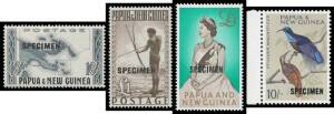 'SPECIMEN' Overprint on &pound;1 Fisherman, 10/- Rabaul, &pound;1 QEII and 10/- Bird x2 **, range of other issues to 1993 with a group of larger blocks, majority unmounted; also modest range of New Guinea & Papua. (100s)
