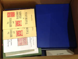 Australia x16 including "Airmail Postage Rates of Australia" by Martin Walker (1988, only 100 printed), Revenues, Postal History etc, also "Dictionary of Disasters at Sea during the Age of Steam" Vol 2 by Charles Hosking, duplicated New Zealand group x10,
