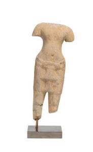 Khymer stone torso, Cambodian, probably 11th/12th Century.&nbsp;35cm high.&nbsp;Provenance:&nbsp;The Contents of Musk Farm