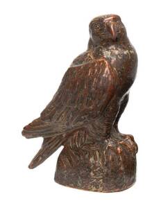 Rare Royal Copenhagen stone ware falcon statue monogrammed "K. K" (no. 21407). 26cm.