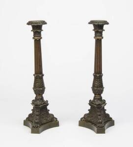 Pair of regency bronze candlesticks. 40cm 
