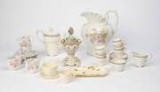 Belleek cups & saucer, wash jug, tea & coffee ware, Wedgewood dish, Capodimonte vase. 30 pieces.&nbsp;