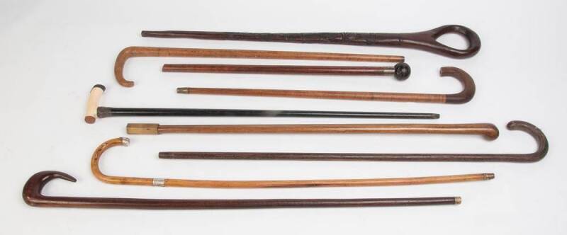 Seven assorted walking sticks, 19th & 20th Century.