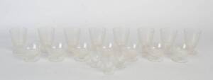 Lalique art deco glasses. Group of eighteen signed R. Lalique France. 