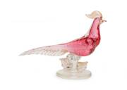An Italian Murano coloured glass pheasant (42cm long) & a Murano glass rooster (31cm high) - 2