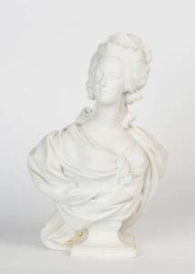 Bisque porcelain bust of Marie Antoinette, signed M. Wagmueller, French, 19th Century. 45cm high