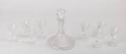 Ship's decanter & set of eight Waterford crystal glasses. 9 items.&nbsp;