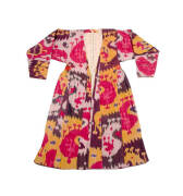An Uzbek ikat silk and cotton robe