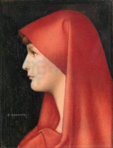 Miniature Modonna portrait painted on ivory, signed S. Manunta, 19th Century. 7 x 9cm