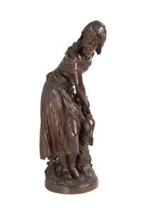 Mathurin MOREAU (1822-1912): French bronze statue of the water carrier, inscribed "Math. Moreau, Scpt.". Circa 1900. 61cm