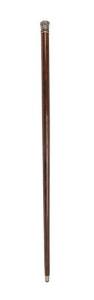 WALKING STICK: Unusual 19th Century silver topped walking cane with a seperate consealed parasol under the cap. 90cm