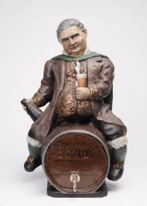 Austrian ceramic figured "BRANDY" barrel, late 19th Century. 67cm
