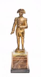 Napoleon statue, gilt metal on art deco onyx base, signed Jansen, circa 1920s. 29cm