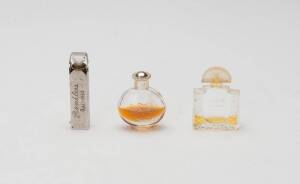 LALIQUE glass perfume bottle (4.5cm), & 2 others. (3 items)