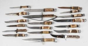 Group of vintage hunting knives, many with scabbards, English, German & American. (18 items)