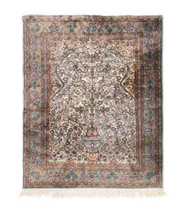 Persian hand knotted silk rug, 20th Century. 123 x 185cm