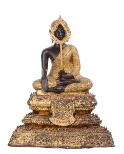 A rare Thai Bhudda, Ratanakosin&nbsp;holding a mandorla (removable).&nbsp;33cm high:&nbsp;Provenance:&nbsp;Mossgreen 21 Feb 2011, The Robert Doble Collection, Lot 233