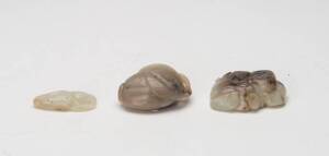 Three Chinese jade toggles, 20th Century. Largest 6cm