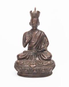 Seated bronze Tibetan monk Bhuddist statue, 20th Century