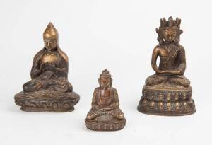 Three bronze Bhudda statues, 20th Century. Tallest 23cm