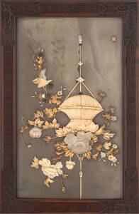 Shibayama Japanese floral panel, early 20th Century. Frame 40 x 62cm